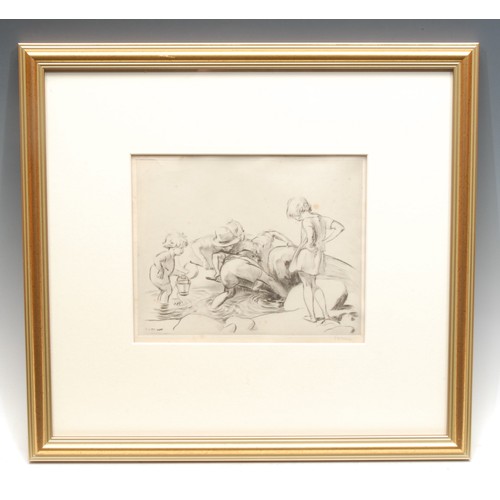 2167 - James Henry Dowd (1883 - 1956), Children, etching, signed in pencil, 14.5cm x 18cm