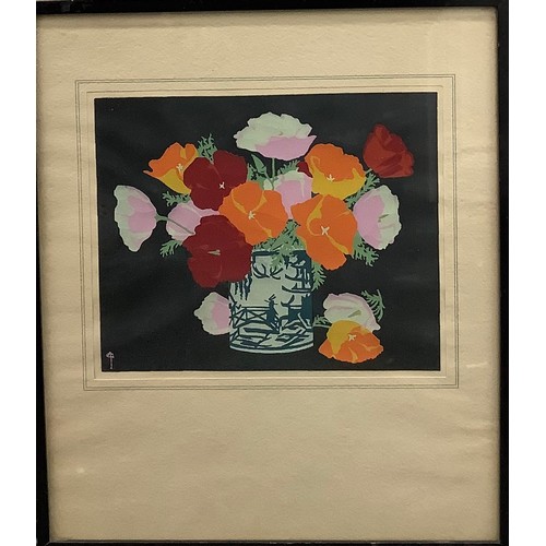 2005 - Alfred Joseph Casson?, after, Poppies, monogrammed in block, colour woodcut, 21.5cm x 26cm