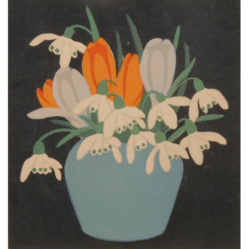 2199 - John Hall Thorpe (1874 - 1947) 
Snowdrops and Crocus 
signed, colour woodcut, 18cm x 16cm