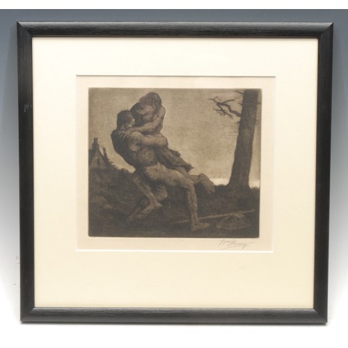 2351 - William Strang (1859-1921) 
The Wrestlers 
signed, etching, 17.5cm x 20cm