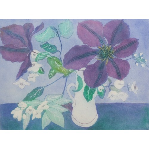 2359 - Winifred Pickard (1908 - 1996), Clematis and Syringia, colour etching, signed in pencil, titled and ... 