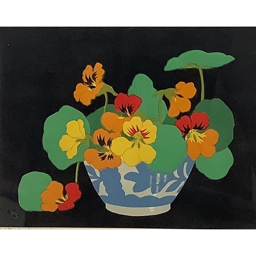 2193 - John Hall Thorpe  (1874 - 1947), Nasturtiums, signed, colour woodcut, 24cm x 29cm