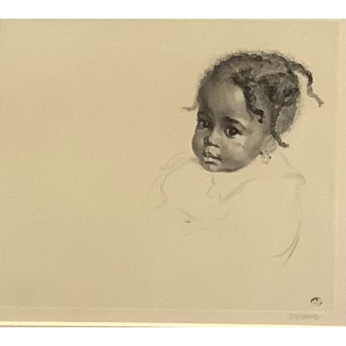 2166 - James Henry Dowd (1883 - 1956), Baby, of African descent, etching, signed in pencil, 16cm x 19cm