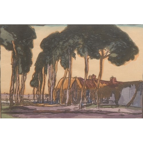 2364 - Yoshijiro Urushibara (1888-1953), after Frank Brangwyn 
Homestead, Flanders 
signed, colour woodcut,... 