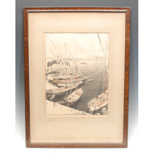 2186 - John Edgar Platt (1886 - 1977), Port of St Tropez, 
colour woodcut, signed in pencil, No.76, 35cm x ... 