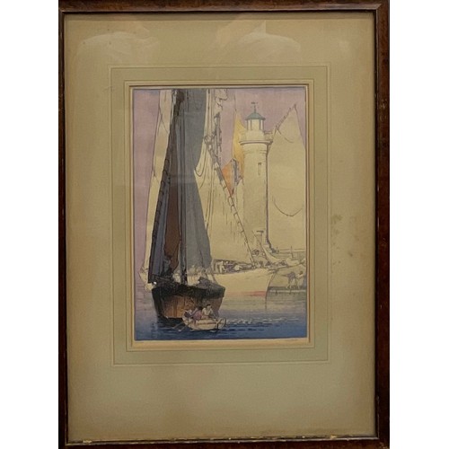 2185 - John Edgar Platt (1886 - 1977), Port of San Tropez, colour woodcut, signed and titled in pencil, 88/... 