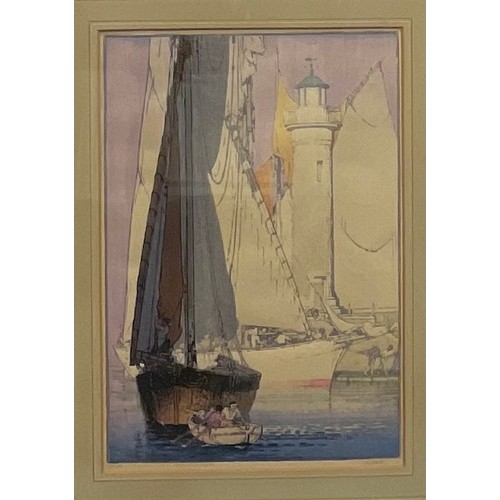 2185 - John Edgar Platt (1886 - 1977), Port of San Tropez, colour woodcut, signed and titled in pencil, 88/... 