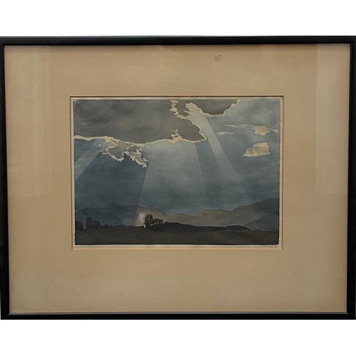 2137 - Hans Frank (Austrian 1884 - 1948), Sun Beams,   
colour woodcut, signed in pencil, 22cm x 30cm