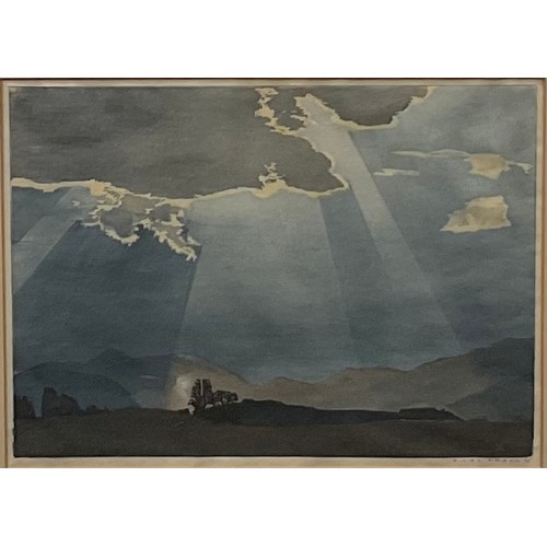 2137 - Hans Frank (Austrian 1884 - 1948), Sun Beams,   
colour woodcut, signed in pencil, 22cm x 30cm