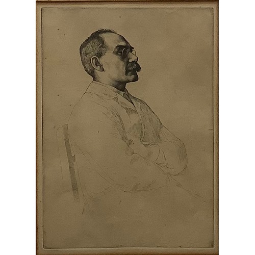 2350 - William Strang  (Scottish 1851 - 1921), Rudyard Kipling, etching, 37cm x 27cm