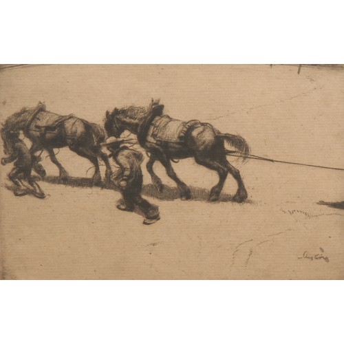 2303 - Robert Sargent Austin (1895-1973) 
The Tow Rope 
signed, title to verso, etching, 12cm x 16.5cm