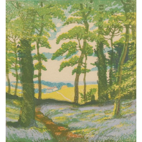 2206 - John Hall Thorpe (1874-1947) 
Pine Trees 
signed, colour woodcut, 19cm x 17cm