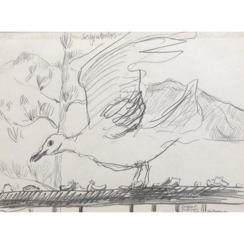 2180 - John Bratby (1928-1992) 
Seagull, Reid's Hotel 
signed, titled, dated 1983, pencil sketch, 25cm x 34... 