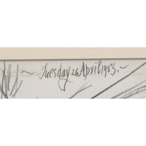 2180 - John Bratby (1928-1992) 
Seagull, Reid's Hotel 
signed, titled, dated 1983, pencil sketch, 25cm x 34... 