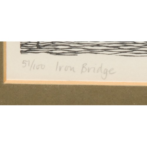 2152 - Hilary Paynter (b. 1943-) 
Iron Bridge 
signed, titled, 51/100, wood engraving, 14.5cm x 17.5cm