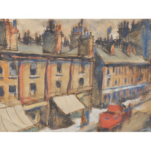 2084 - English School (20th century) 
Street View with Horse and Cart 
unsigned, mixed media, 24cm x 29cm