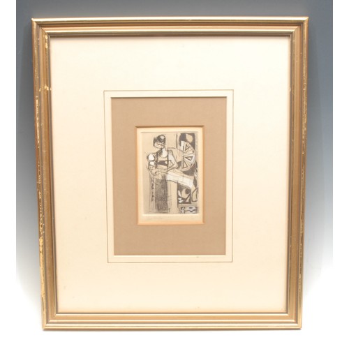 2220 - John Watson (1923-1992) 
Woman Cradling Child 
signed, numbered 1/50, mixed media etching, 12cm x 8c... 