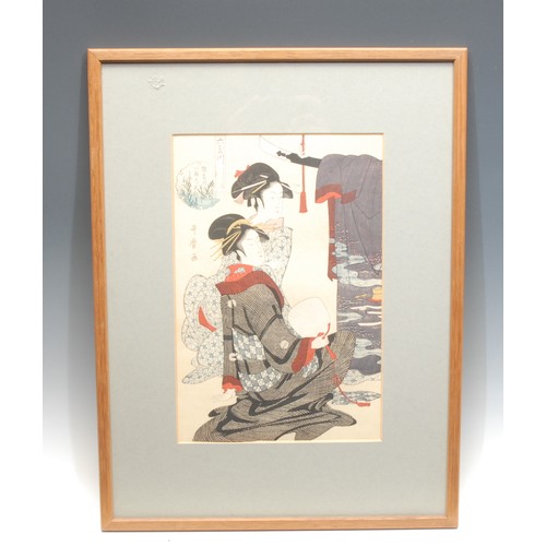 2171 - Japanese School (Meiji Period) 
Two Geishas 
signed, colour woodcut, 30cm x 20cm