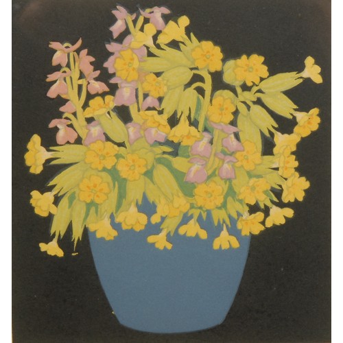 2189 - John Hall Thorpe  (1874 - 1947), Cowslips, signed, colour woodcut, 18cm x 16.5cm