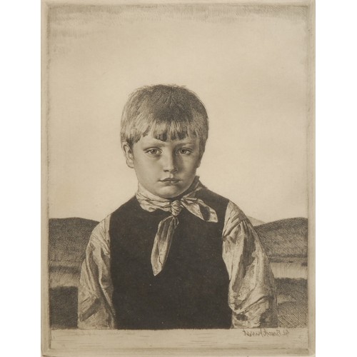 2122 - Gerald Leslie Brockhurst (1890 - 1978), Amberley Boy,   etching, signed  in pencil, 21cm x 155cm