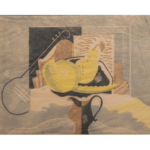 2309 - Ronald Grierson (1901 - 1993), Bowl of Fruit, linocut, 20cm x 25cm