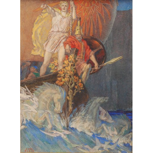 2187 - John Edgar Platt (1886-1967) 
Manannán mac Lir 
signed, gouache, 29cm x 21cm