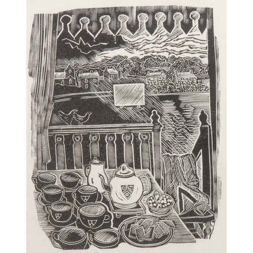 2214 - John O'Connor (1913-2004) 
The Cricket Tea 
signed, wood engraving, 17cm x 12cm