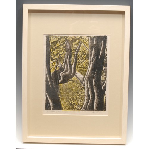 2129 - Guy Seymour Warre Malet (1900-1973) 
Sussex Lane 
signed, numbered 2/10, colour woodcut, 25cm x 20cm