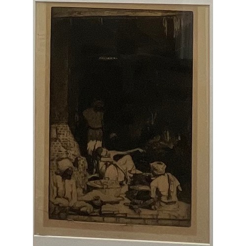 2093 - Ernest Stephen Lumsden (1883 - 1948), 
The Scales [Jodhpur Bazaar, India], etching, signed, numbered... 