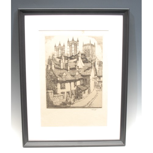 2138 - Harold Coop (English School, fl. 1920s) 
Lincoln Cathedral 
signed, etching, 29cm x 20.5cm