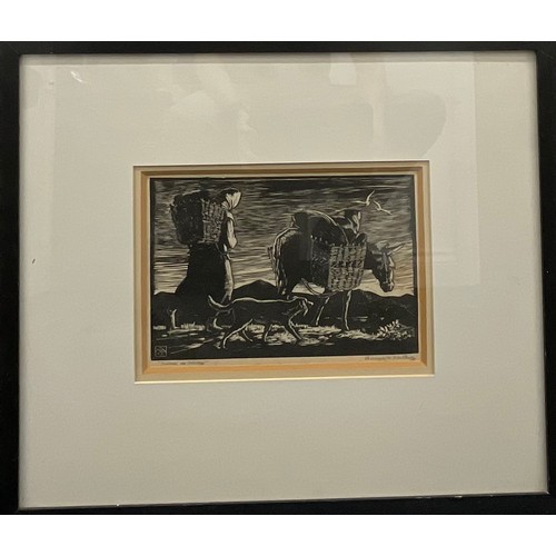 2320 - Somhairle Mac Cana (Irish 1901 - 1975), Peat Gathering, woodcut, signed in pencil, 19.5cm x 28cm