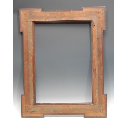 2011 - An Edwardian mahogany and inlaid shouldered rectangular frame, the aperture 60cm x 43cm