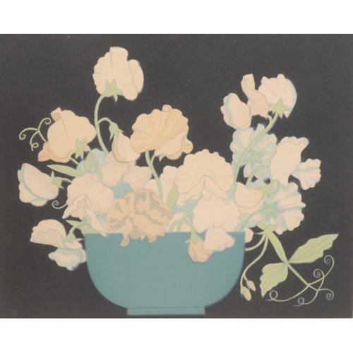 2208 - John Hall Thorpe (1874-1947) 
Sweet Peas 
signed, titled, colour woodcut, 25cm x 30cm