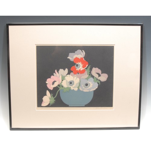 2200 - John Hall Thorpe (1874-1947) 
Anemones 
signed, titled, colour woodcut, 25cm x 30cm