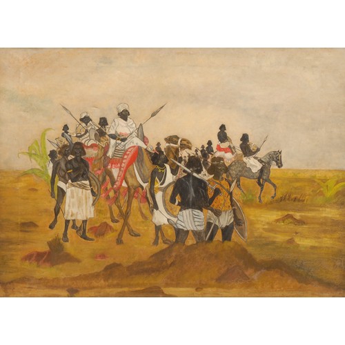 2162 - J. Knighton (English School, 19th century)  
Arab Warriors   
signed, oil on canvas, 43cm x 60cm