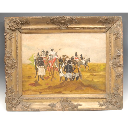 2162 - J. Knighton (English School, 19th century)  
Arab Warriors   
signed, oil on canvas, 43cm x 60cm