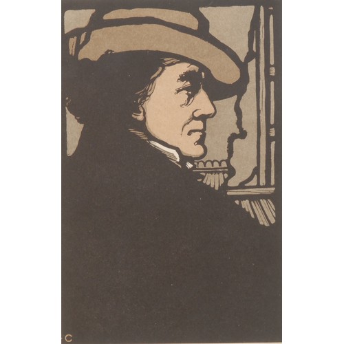 2054 - Edward Gordon Craig (1872 - 1966), Henry Irving,  
signed in block, colour woodcut, 20cm x 13cm