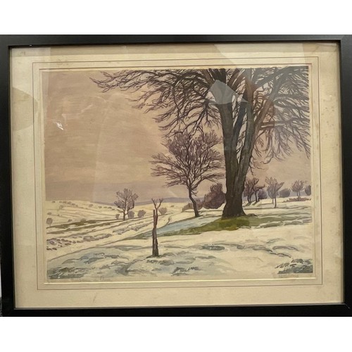 2282 - Paul Leschhorn (1876 - 1952), Pear Tree in Winter , colour woodcut, signed in pencil, numbered 9/350... 