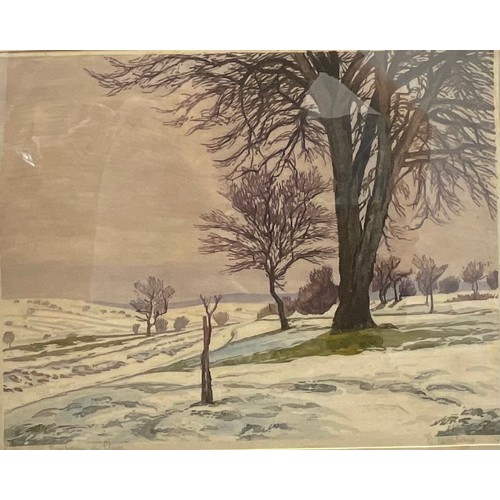 2282 - Paul Leschhorn (1876 - 1952), Pear Tree in Winter , colour woodcut, signed in pencil, numbered 9/350... 