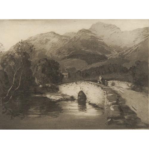 2063 - Edward Popple (English School, 20th century) 
Langdale Pikes 
signed, aquatint etching, 17cm x 21cm