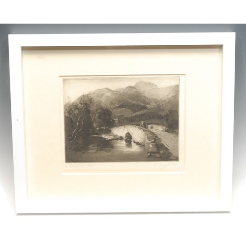 2063 - Edward Popple (English School, 20th century) 
Langdale Pikes 
signed, aquatint etching, 17cm x 21cm