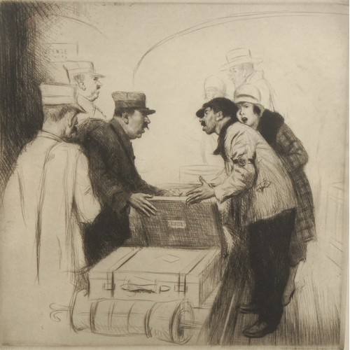 2312 - Salomon van Abbé (1883-1955) 
The Customs 
signed, numbered 35/50, etching, 29cm x 28cm