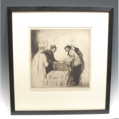 2312 - Salomon van Abbé (1883-1955) 
The Customs 
signed, numbered 35/50, etching, 29cm x 28cm