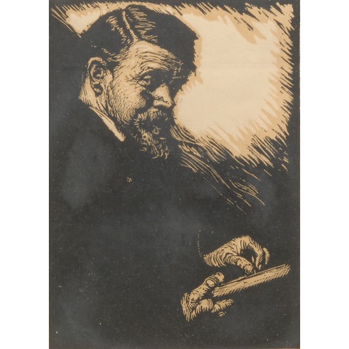 2108 - Frank Brangwyn RA, RWS, RE (1867 - 1956) 
Self Portrait 
signed, woodblock print, 21cm x 16cm