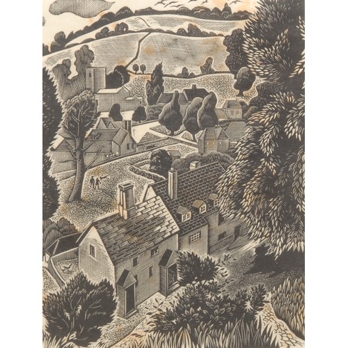 2128 - Guy Seymour Warre Malet (1900-1973) 
Harts, Village   
signed, numbered 16/50, wood engraving, 17cm ... 