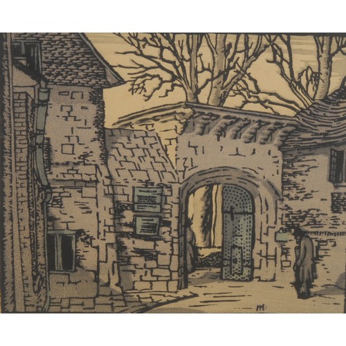 2088 - Eric Hesketh Hubbard (1892 - 1957), Harnham Gateway, Salisbury, colour woodcut, signed and inscribed... 