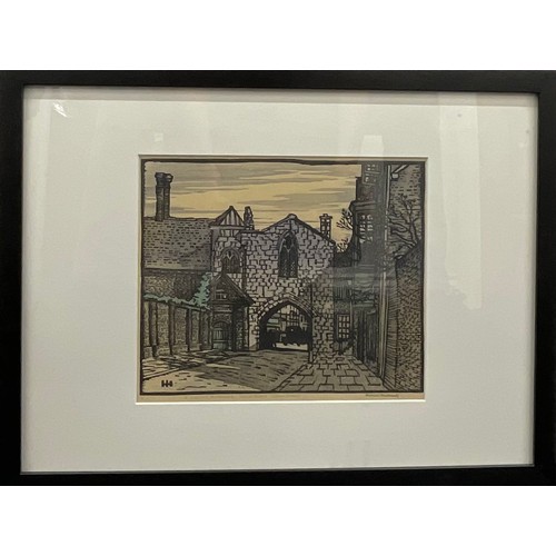 2089 - Eric Hesketh Hubbard (1892 - 1957), St Anne's Gate, Salisbury, colour woodcut, signed and titled in ... 