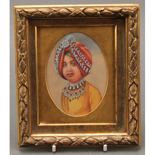 2291 - Portrait Miniature - English School (Raj Period), Portrait of Duleep Singh as a Young Man, unsigned,... 