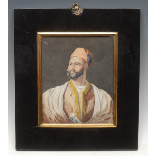 2076 - English School (19th century) 
Eastern Potentate 
unsigned, title to verso, watercolour, 15cm x 12cm