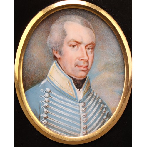 2290 - Portrait Miniature - English School (19th century), Napoleonic Officer in Uniform, inscription to ve... 